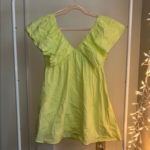 Day + Moon Yellow Ruffle Sleeve Mini Dress
